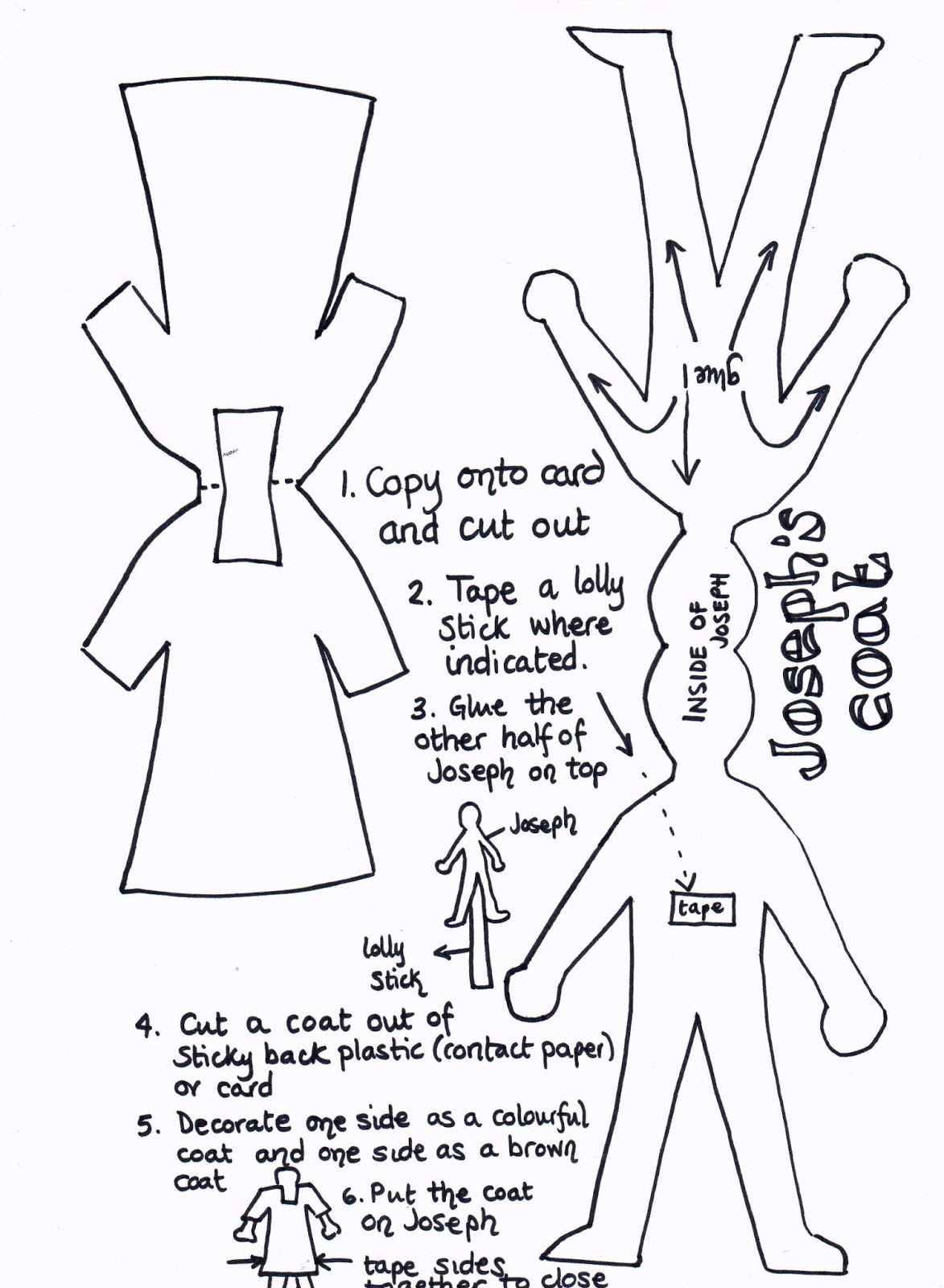 Flame: Creative Children's Ministry: Joseph's coat stick puppet craft