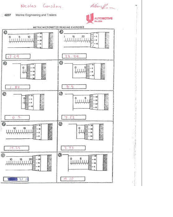Micrometer Reading Exercises