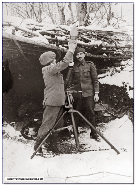 Romanian soldiers fire  mortar somewhere  Caucasus April 30 1943