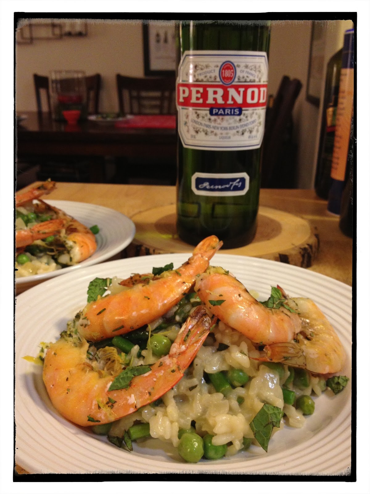 The Lush Chef Spring Vegetable Risotto with Pernod Shrimp