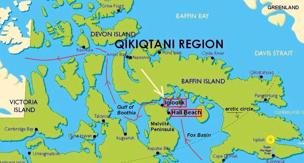 Ultima Thule Igloolik and Hall Beach, two nearby arctic settlements in