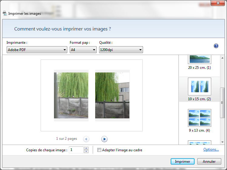 Mes astuces photo Imprimer plusieurs photos sur le même papier avec Windows Seven