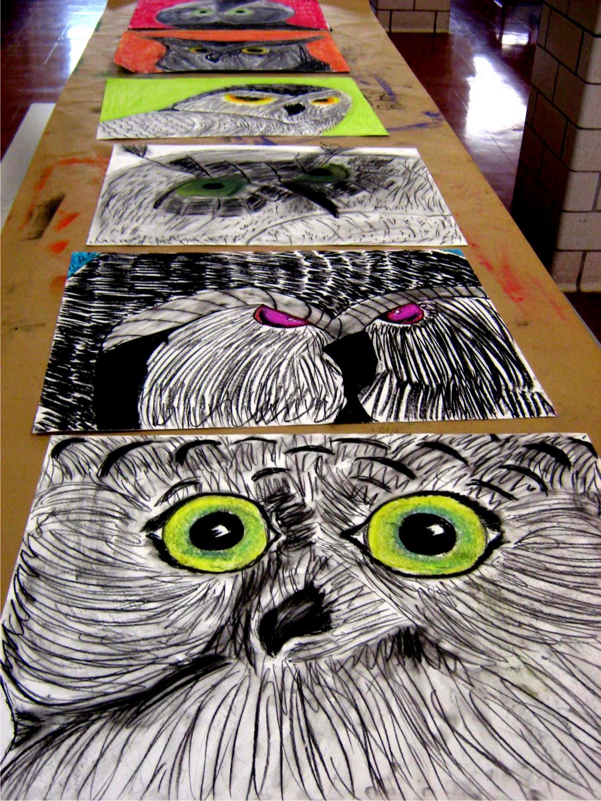 Art Dish with MJ Charcoal and Pastel Owls