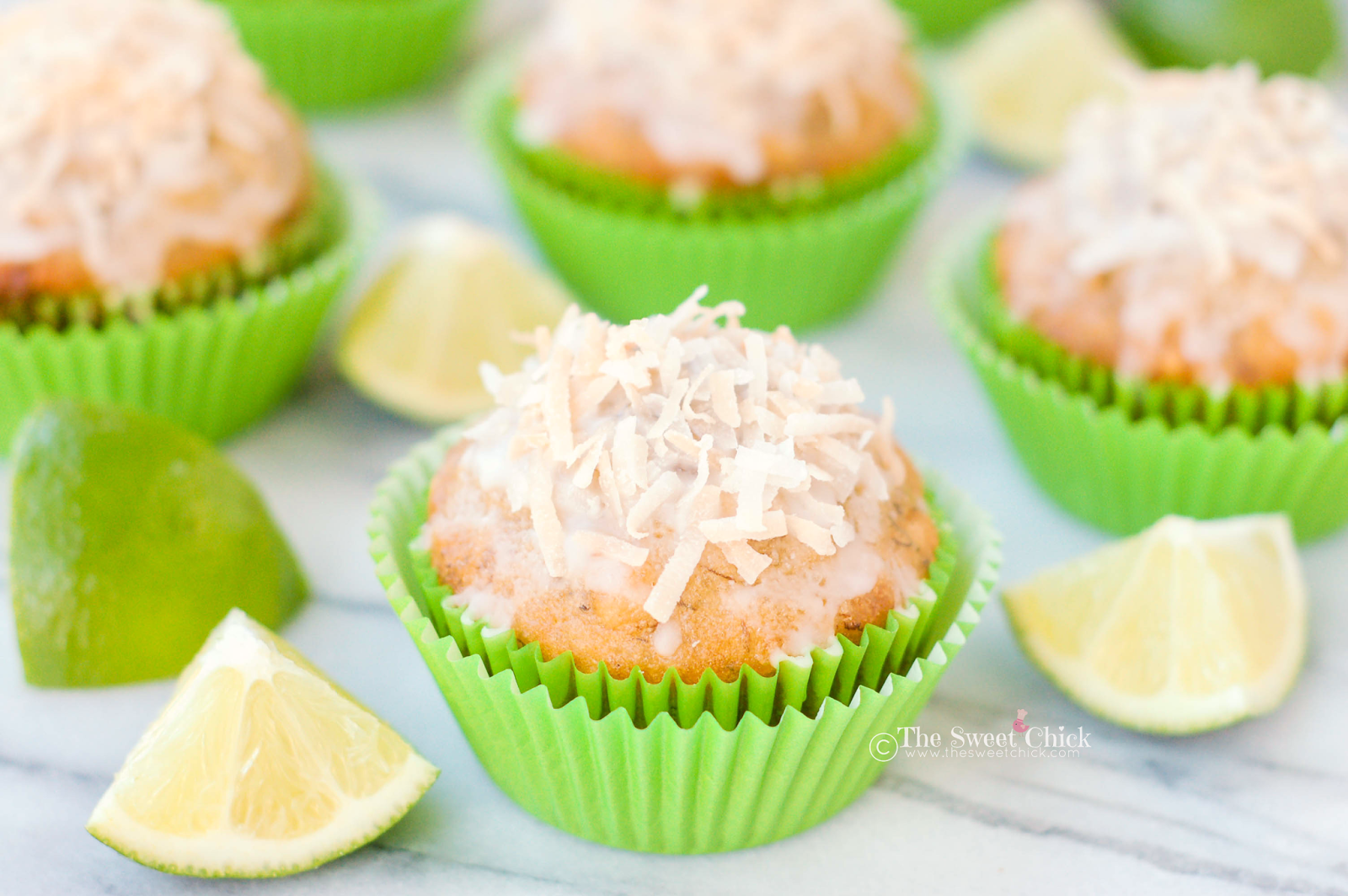 Coconut Banana Muffins w/Tequila Lime Glaze by The Sweet Chick