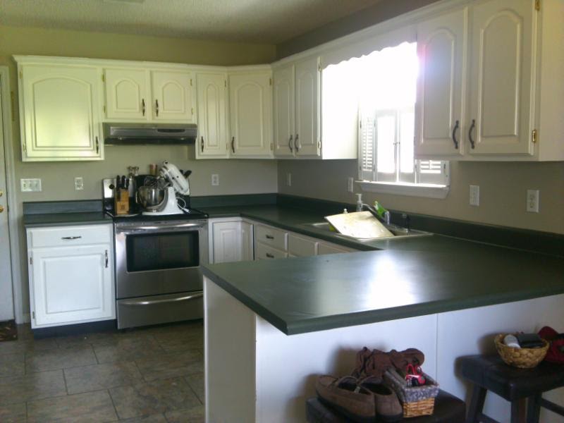 countertops paint kitchen countertop hunter dark goes colors walls painted bathroom cabinets counter gray painting hares newlywed forest colours colour