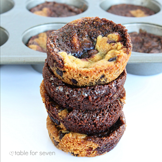 Chocolate Chip Cookie Brownie Bites • Table for Seven