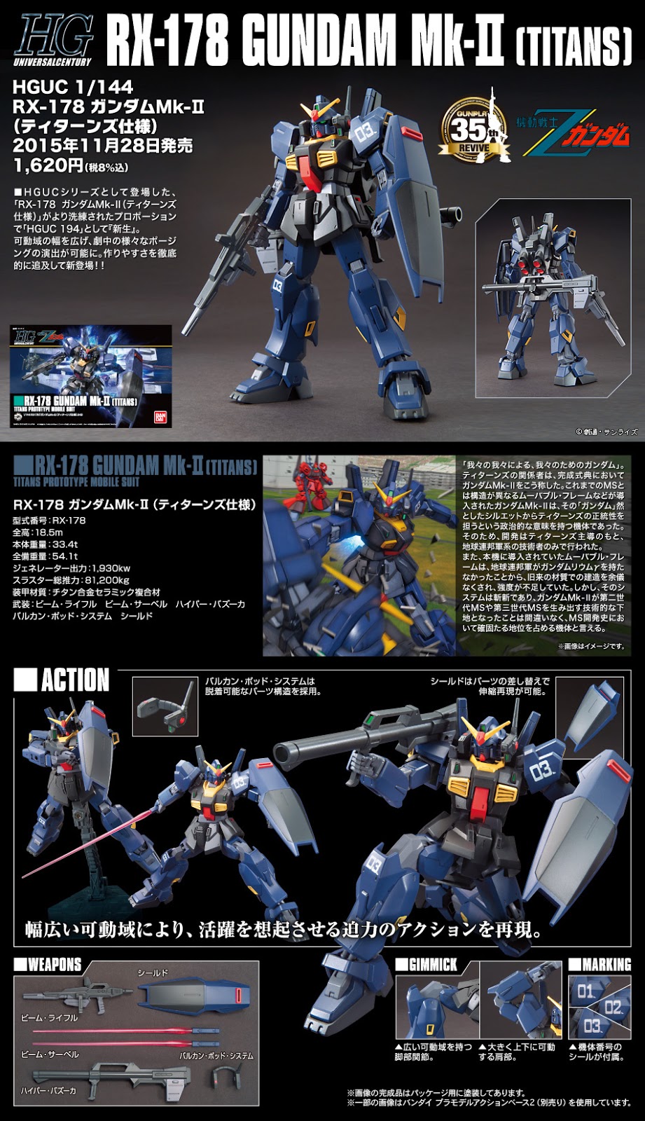 Bandai HGUC 1/144 #194 Gundam Mk-II (Titans) 16 Image result for 1/144 HGUC RX-178 Gundam MK-II (TITANS) Revive