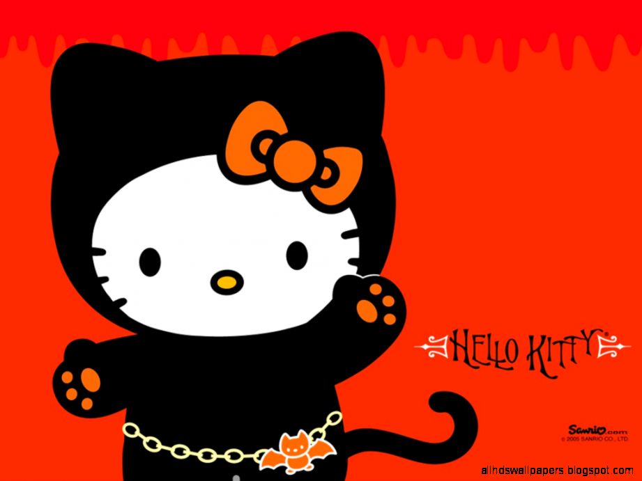 Cartoon Wallpaper Black Hello Kitty