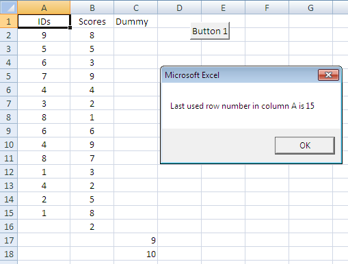 Excel VBA : Find Last Used Row and Last Used Column