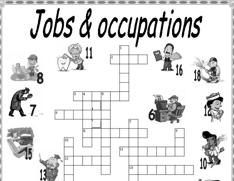 Fichas de inglés Ficha Jobs 7 Jobs crosswords