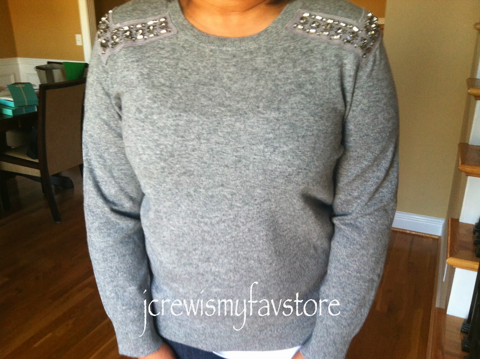 jcrewismyfavstore J. Crew JeweledShoulder Sweater and Merino Tippi
