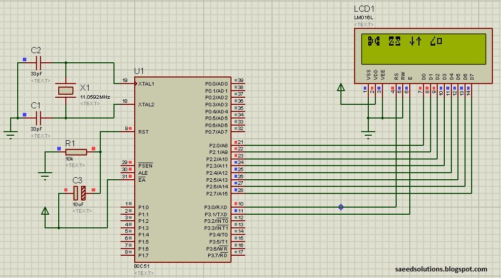 Saeed's Blog 8051 Displaying Custom Characters On LCD (C Code) + Proteus Simulation