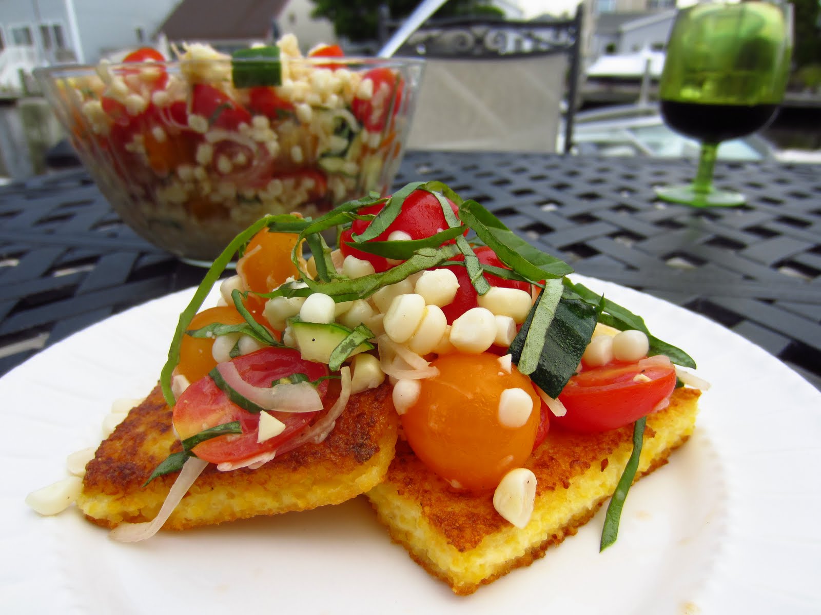Gluten Free Blondie Recipe Polenta with Corn and Tomato Salad