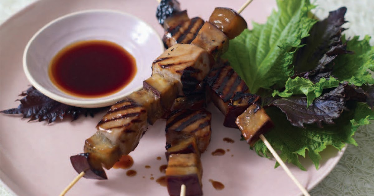 What's Cooking? Tuna and eggplant yakitori skewers with soy dipping sauce