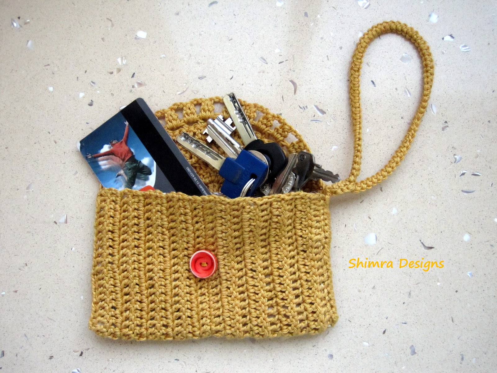 Shimra Designs Gold Crochet Wristlet