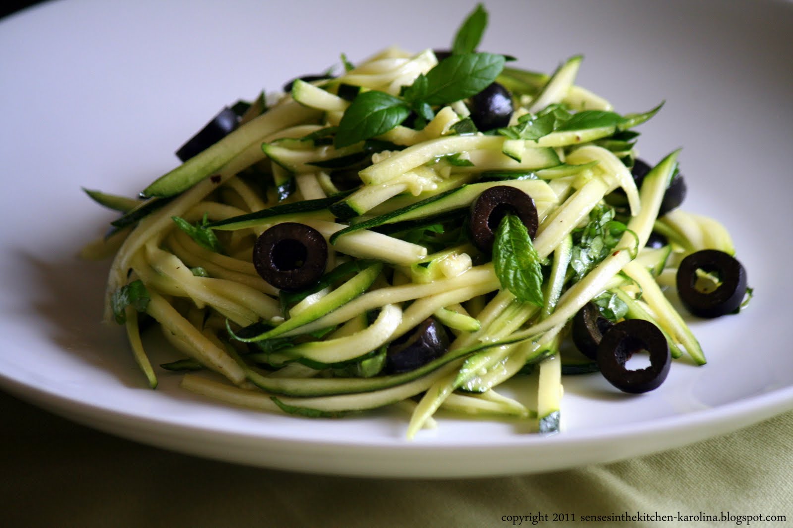 Senses in the kitchen Raw courgette & olive salad