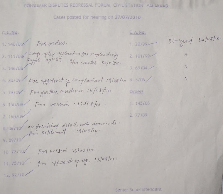 CDRF Palakkad-typical caselist