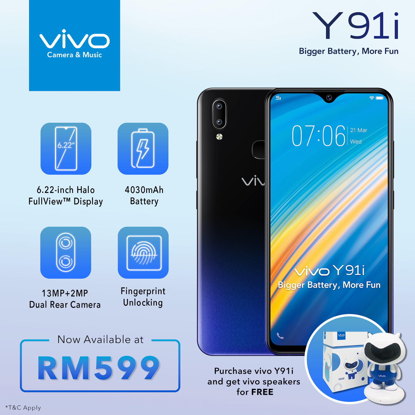 VIVO Y91I IS OFFICIALLY AVAILABLE IN MALAYSIA ON 16TH DECEMBER