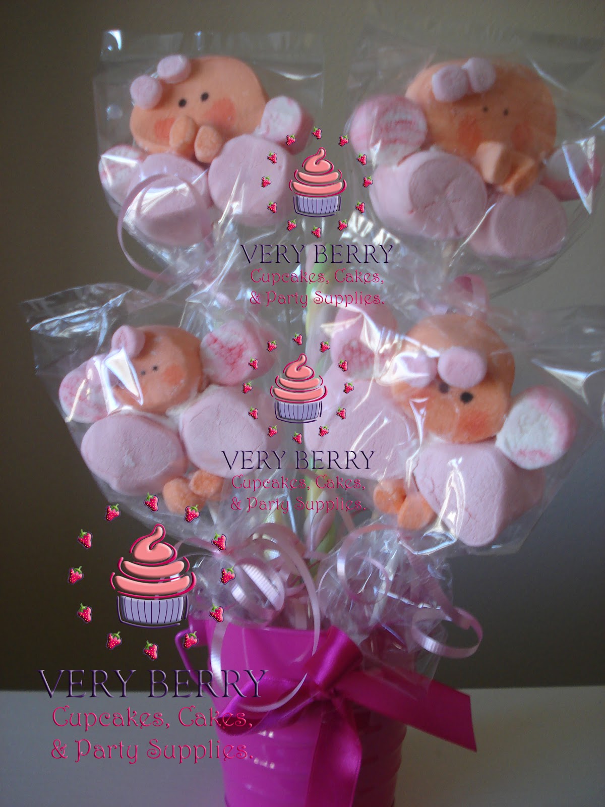 Veryberry Cupcakes ANGEL MARSHMALLOW POPS CENTER PIECES