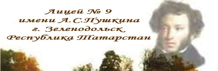        Лицей № 9 имени А.С.Пушкина     г. Зеленодольск Республика Татарстан