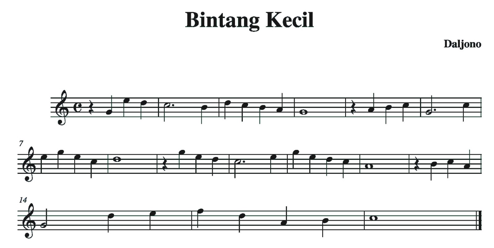Not Balok Bintang Kecil | Dum Musik