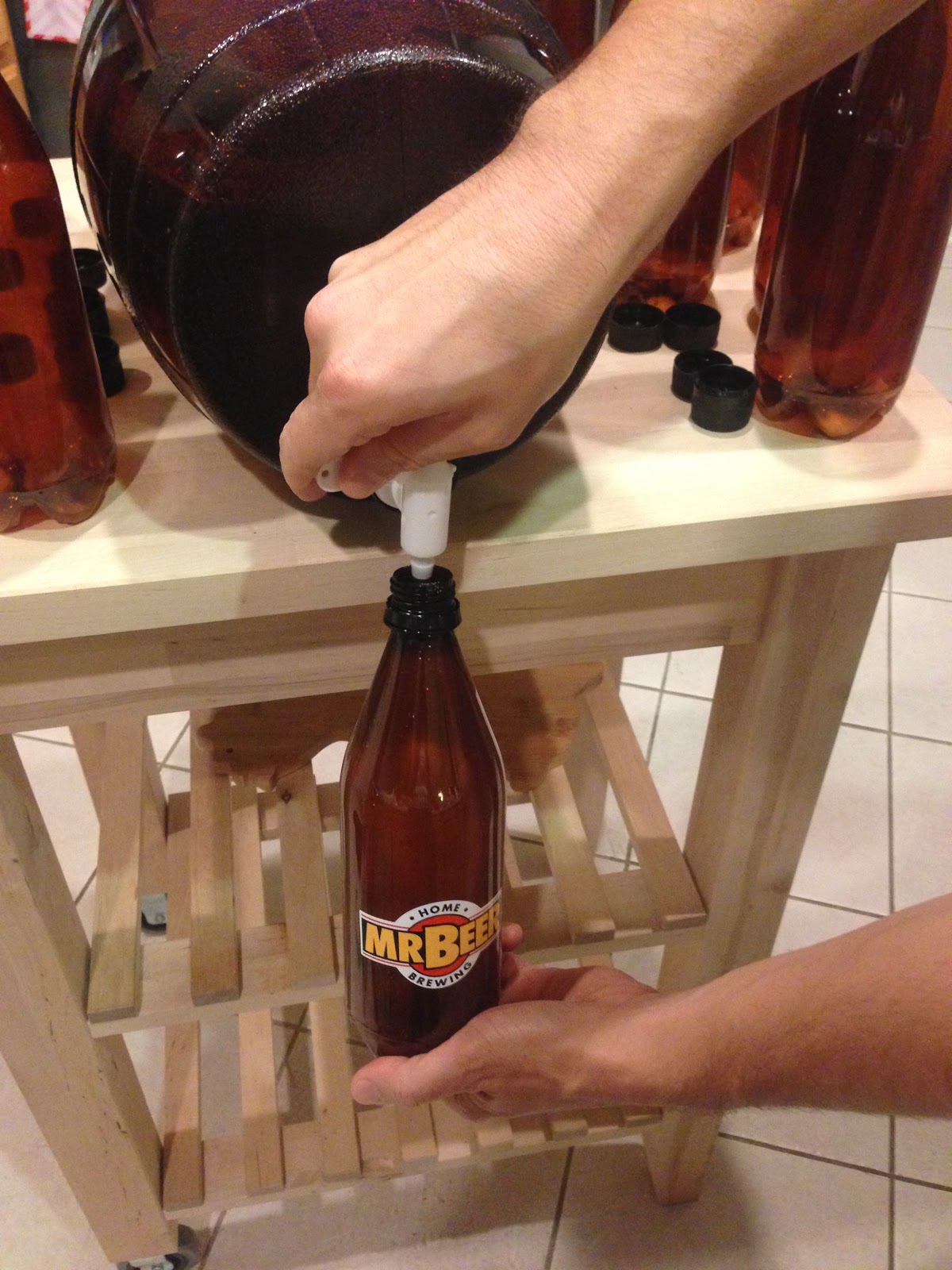 Pouring Mr. Beer Brew