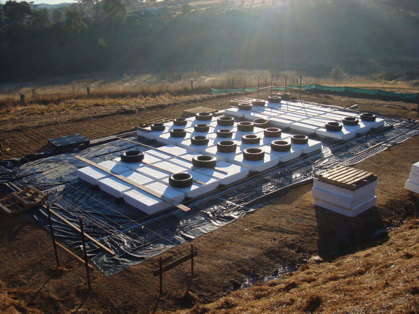 waffle pod placement for concrete slab off grid home