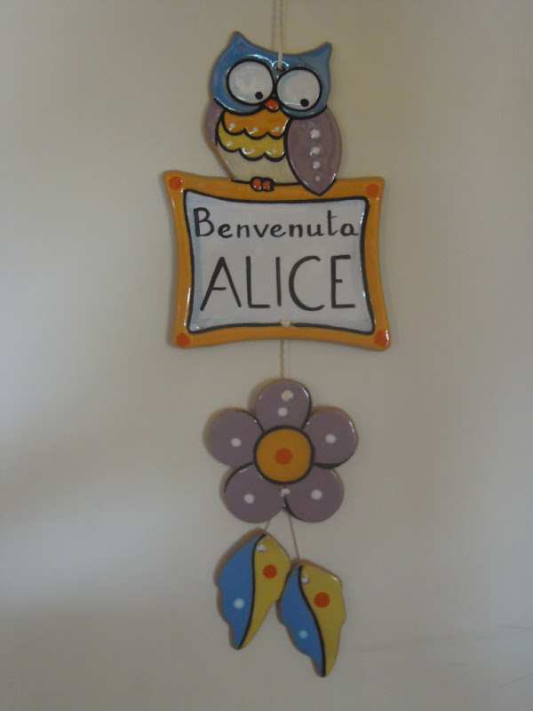 Ceramica Come Mestiere Un Decoro Da Appendere Come Benvenuto Per La Nascita Della Piccola Alice