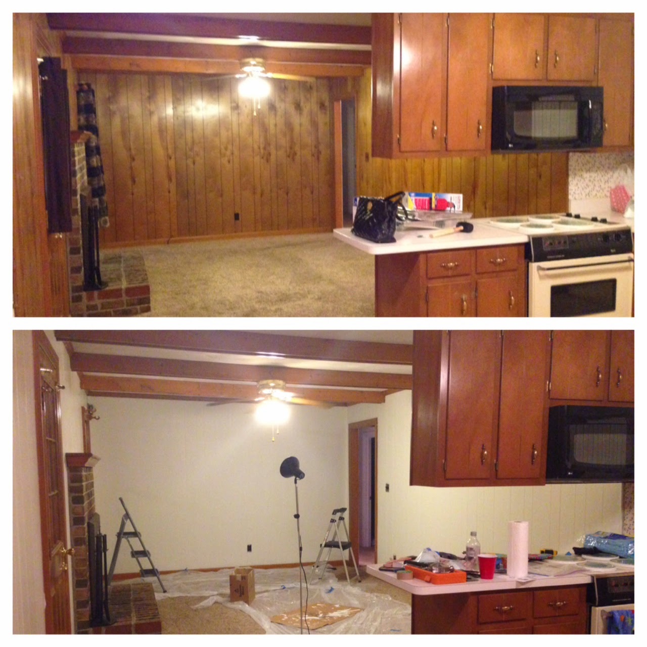 Newly Domesticated House Progress Painting Wood Paneling