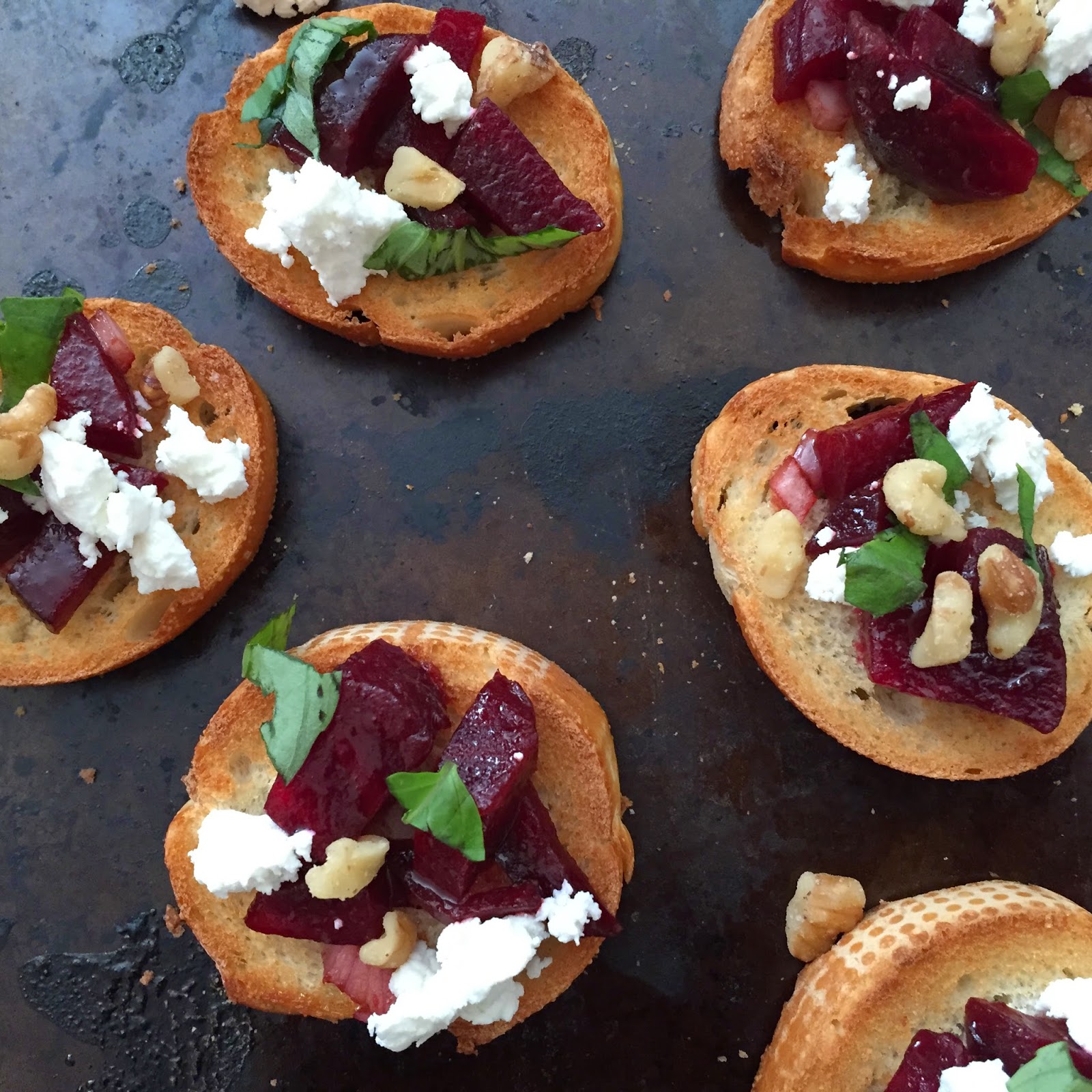 beet & goat cheese crostini
