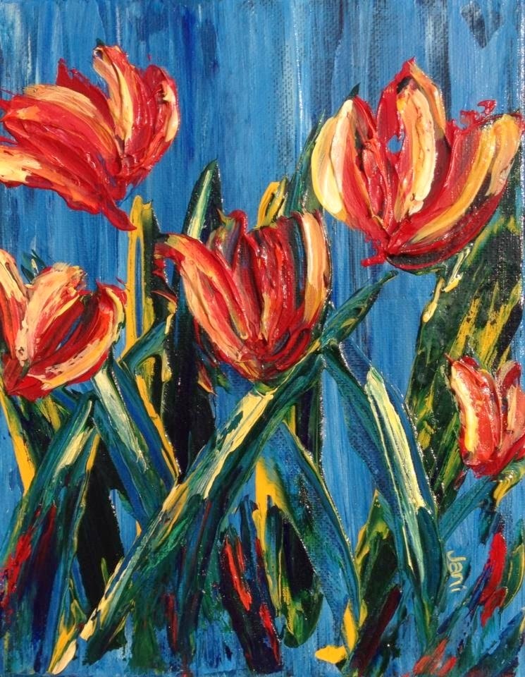 Blue sky and tulips