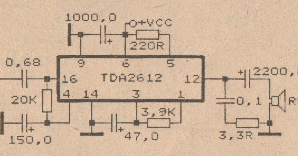 schematic audio power amplifier with ic tda2612 diy