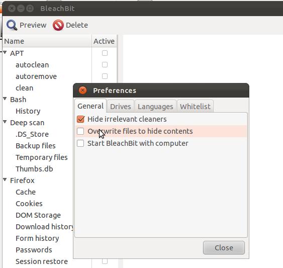 BleachBit for Linux Privacy manager and System optimisation