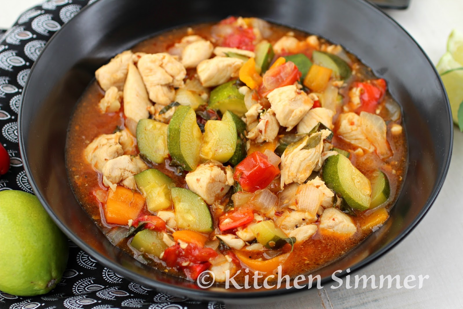 Kitchen Simmer Thai Basil Chicken and Vegetable Stir Fry