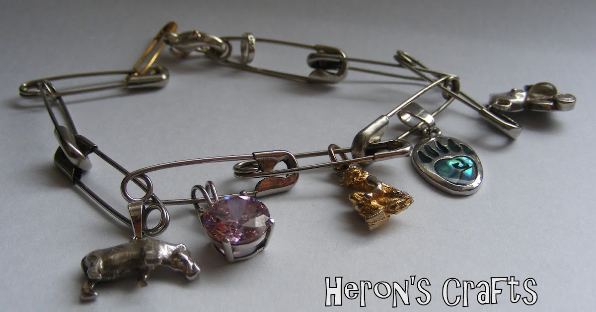 Heron's Crafts Safety Pin Charm Bracelet Tutorial
