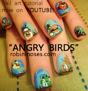 "angry bird nail art by robin moses" "angry birds nail art design" "simple purple nails" "purple and blue nail art"  robin moses nail art slide show compilation 1,