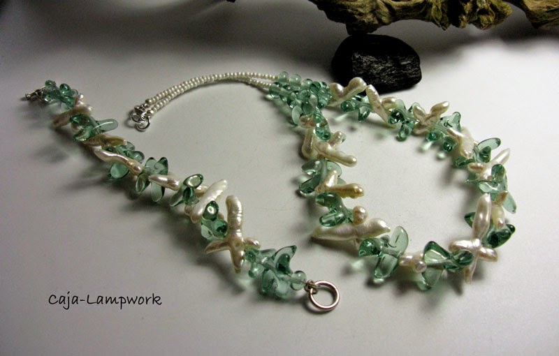 Lampwork Schmuck Set aus Waldglas