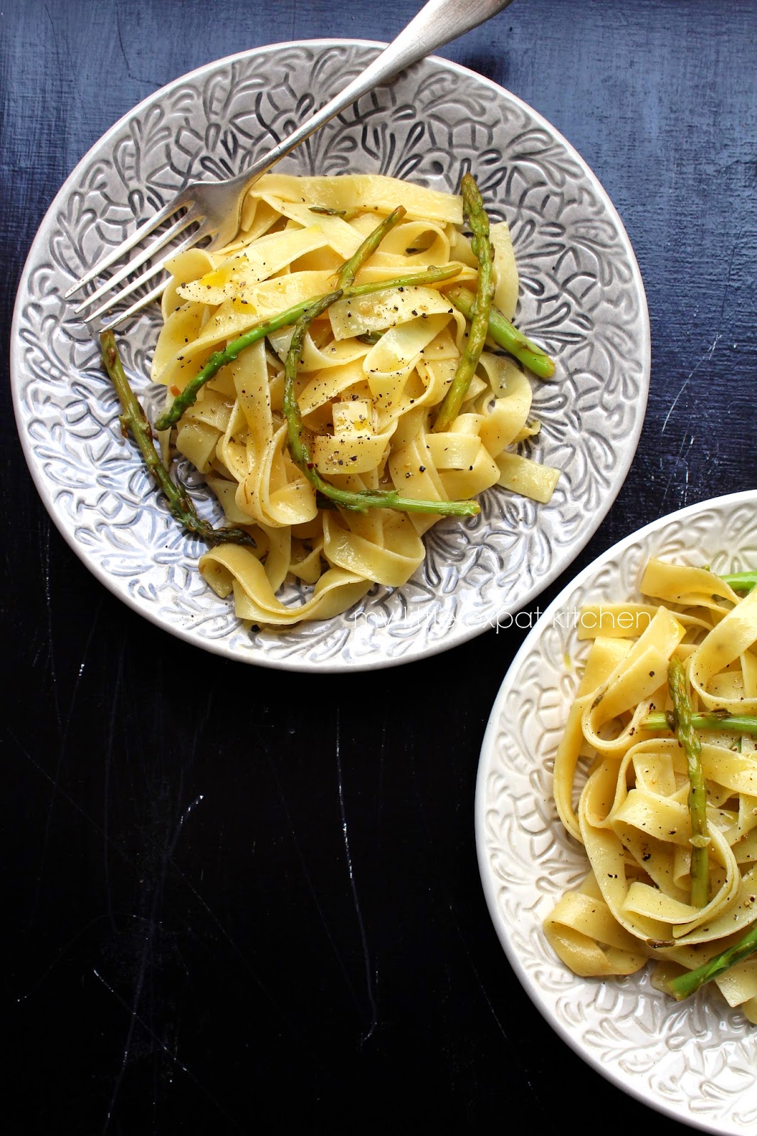 My Little Expat Kitchen Wild asparagus tagliatelle with lemon, olive