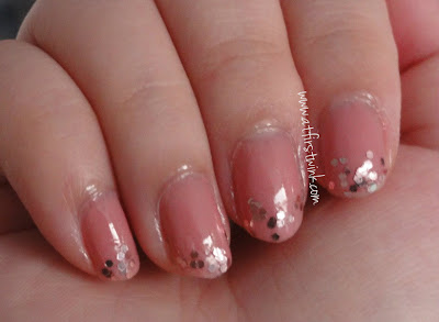 Sasatinnie nail polish FCCHO004 warm pink with Etude House Lucid Darling Fantastic Nails 05 Dazzling pink on tips
