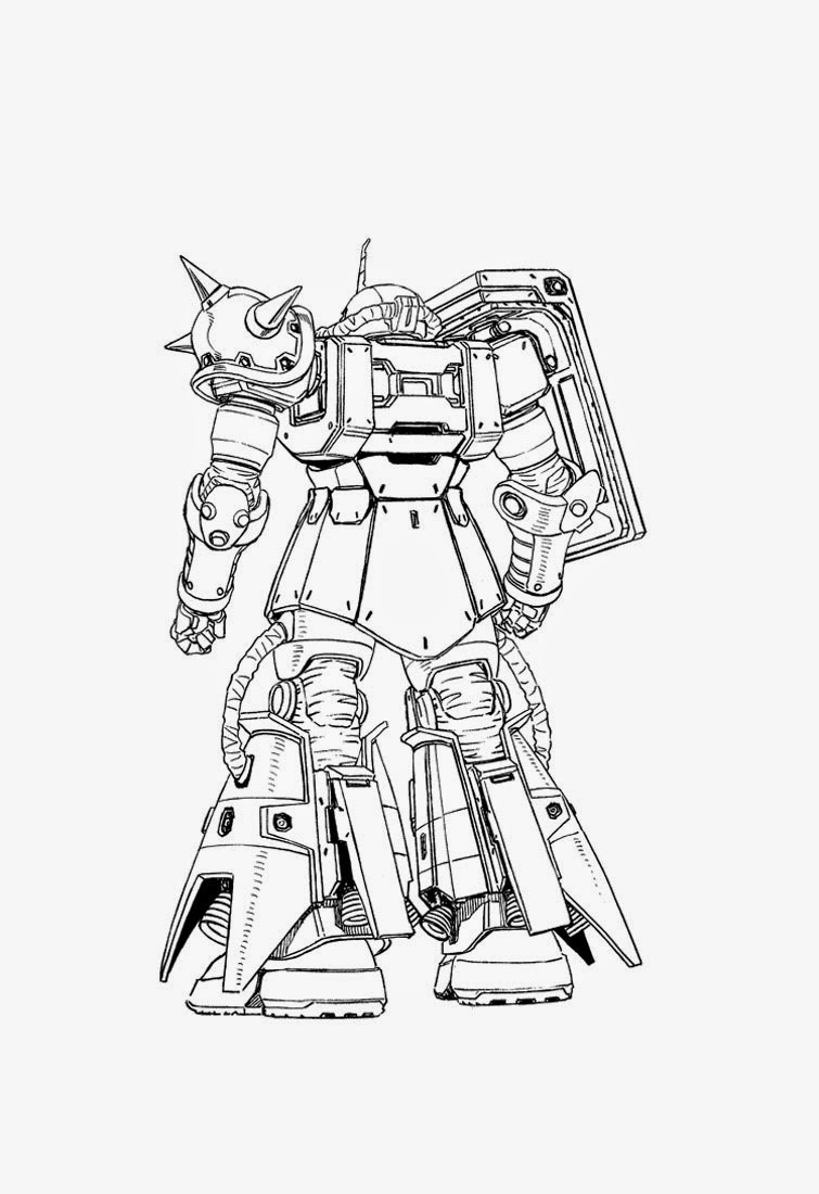 Zaku Lineart : Gundam thunderbolt series line art kits