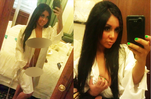 Photos see Snooki disrobing herself in front of a mirror. 