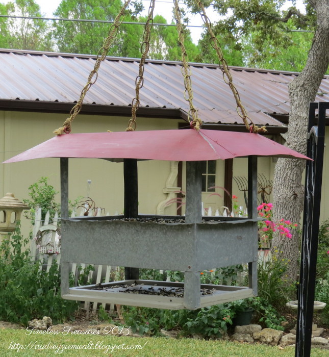 Timeless Treasures Twostory Galvanized metal Bird Feeder. Squirrel