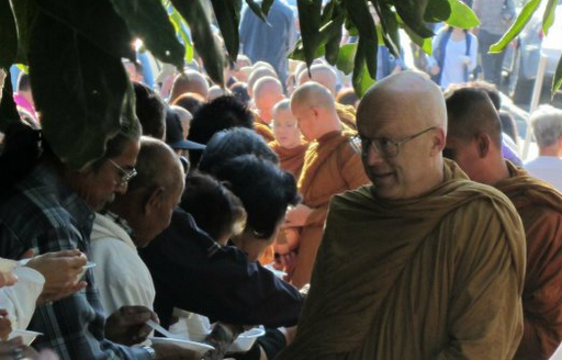 Thanissaro Bhikkhu, abbot of Metta Forest Monastery, leading the morning alms round