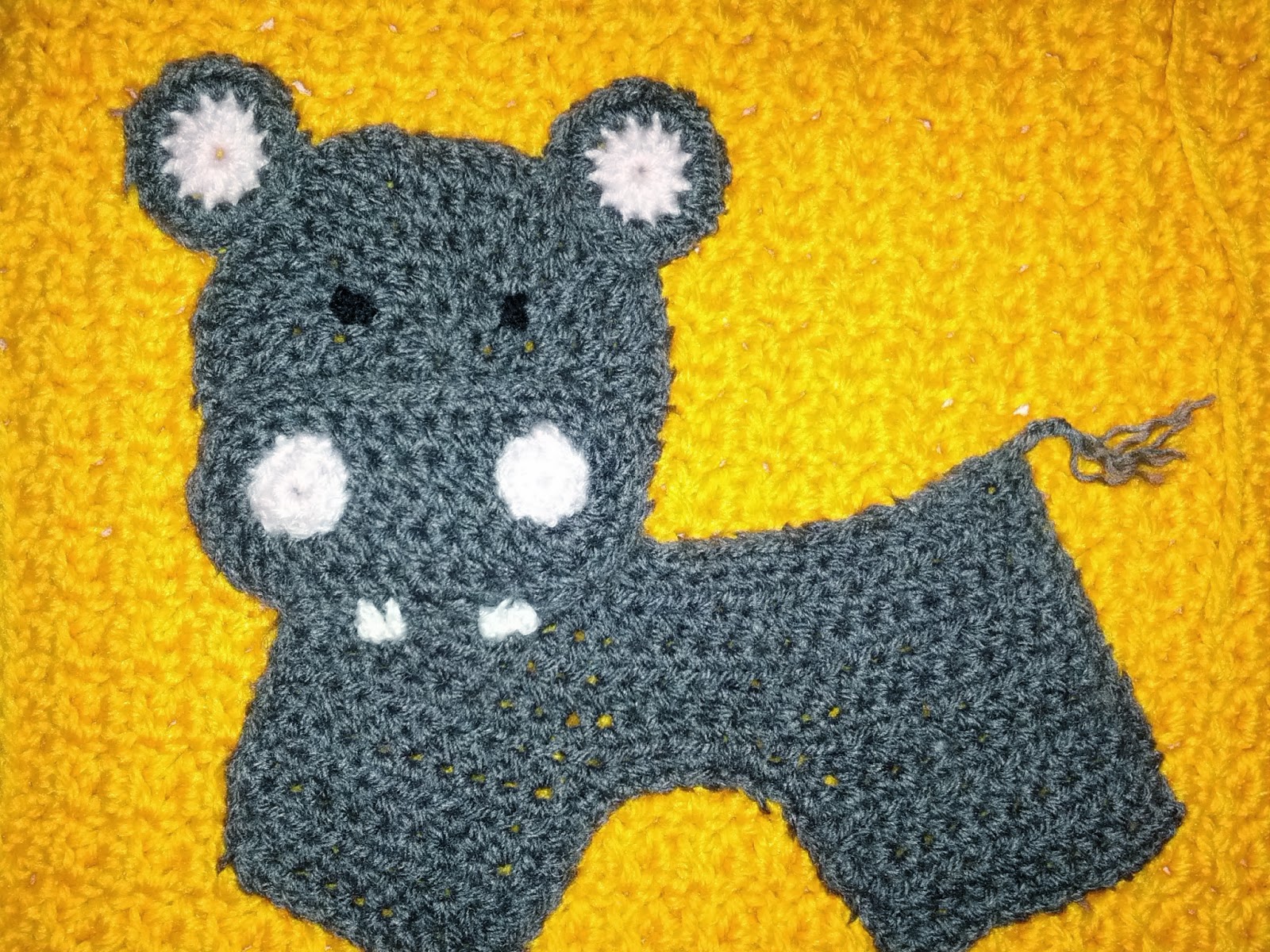 Blooming Lovely WIP Crochet Zoo Blanket Hippo Applique