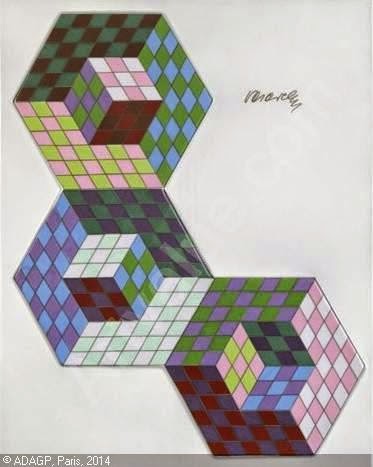 Győző Vásárhelyi - Plaque en céramique Hexa-3 réalisé par la manufacture Zsolnay pour les Chemins de fer de l'Etat Hongrois. Győző Vásárhelyi - Plaque en céramique Hexa-3 réalisé par la manufacture Zsolnay pour les Chemins de fer de l'Etat Hongrois.