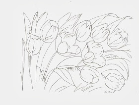 desenho de tulipas para pintar em tecido