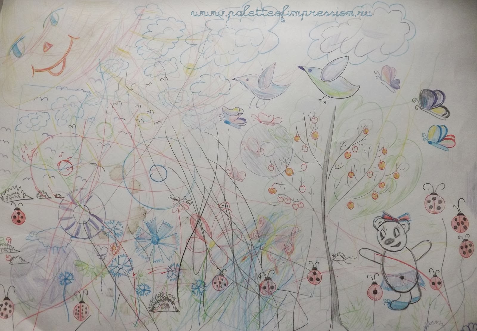 Детские рисунки карандашами, акварелью, на манной крупе. Детские каракули, черточки, точки. Блог Вся палитра впечатлений.