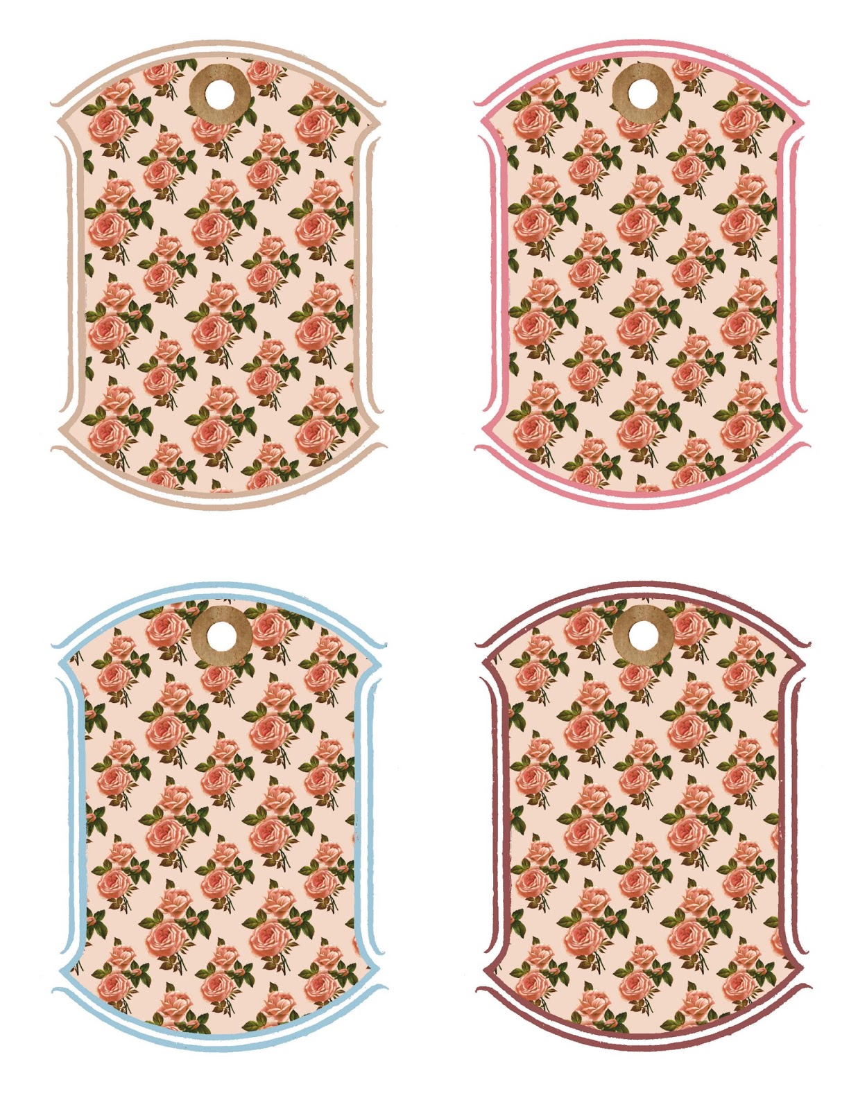 The Graphics Monarch Printable Gift Tags Shabby Rose Digital Design Sheets