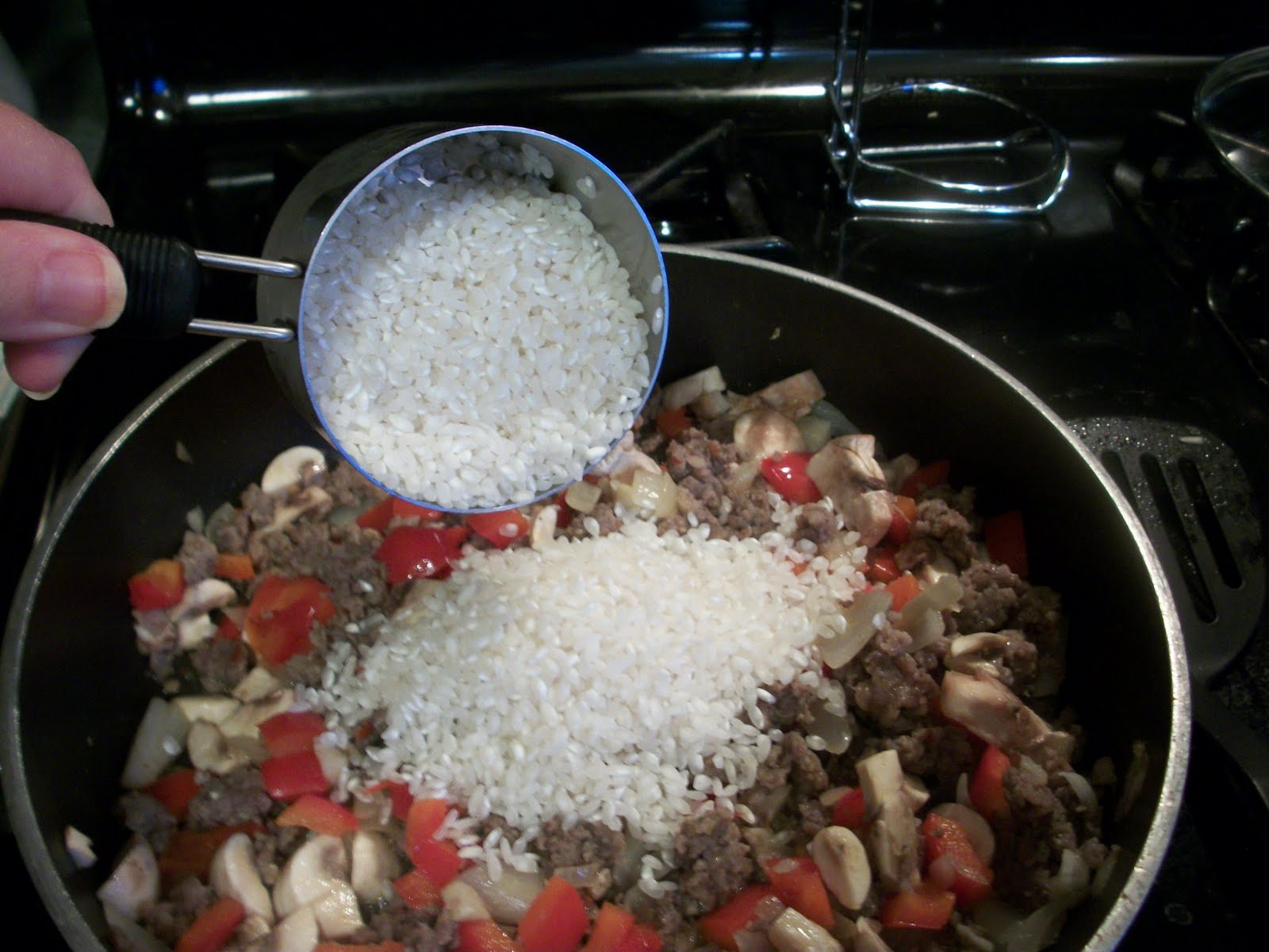 Cook with Sara Italian Sausage, Red Pepper and Mushroom Risotto {Stove