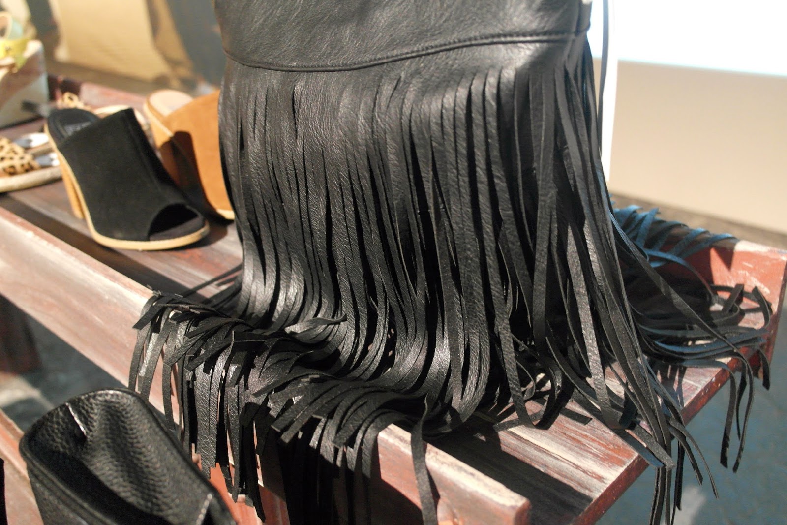 F&F Leather finge bag Fringe bag black